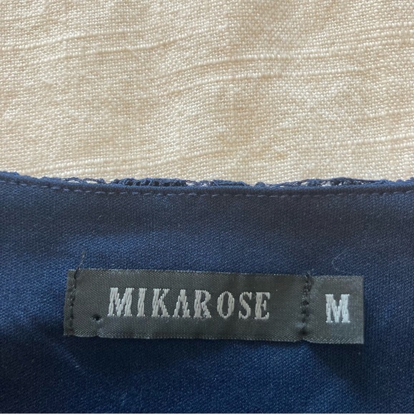 Mikarose Navy Blue Lace 3/4 Sleeve Modest Knee Length Dress | Size M - Picture 4 of 9